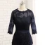 Modest / Simple Navy Blue Short Trumpet / Mermaid Mother Of The Bride Dresses 2019 Lace Satin U-Neck Appliques Backless Embroidered Church Wedding Party Dresses