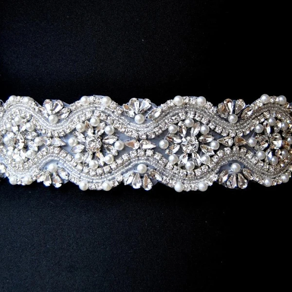 Luxury / Gorgeous Ivory Wedding Sash 2020 Satin Metal Beading Crystal Pearl Rhinestone Bridal Prom Accessories