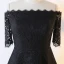 Sexy Stunning Black Evening Dresses  2020 A-Line / Princess 1/2 Sleeves Handmade  Solid Color Tea-length Evening Party Outdoor / Garden Summer Formal Dresses