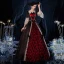 Vintage / Retro Medieval Gothic Black Red Ball Gown Prom Dresses 2021 Square Neckline Floor-Length / Long 1/2 Sleeves 3D Lace Sequins Cosplay Prom Formal Dresses