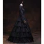 Vintage / Retro Medieval Gothic Black Ball Gown Prom Dresses 2021 Long Sleeve High Neck Floor-Length / Long Buttons Satin Solid Color Cosplay Prom Formal Dresses