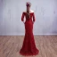 Unique Lange Burgunderrot Abendkleider 2018 Mermaid Schnüren Perlenstickerei Pailletten Bandeau Abend Festliche Kleider