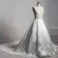 Modern / Fashion Ivory Wedding Cathedral Train 2018 Charmeuse U-Neck See-through Lace-up Backless Pierced Empire Wedding Dresses