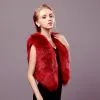 Burgundy Winter Faux Fur Evening Party Wedding Prom Coats / Jackets 2017