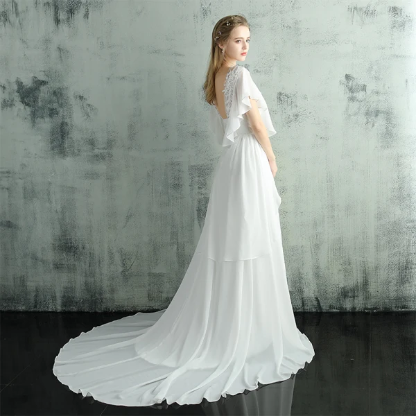Chic / Beautiful White Evening Dresses 2018 A-Line / Princess Floor-Length / Long Tulle V-Neck Lace-up Beading Appliques Backless Evening Party Formal Dresses