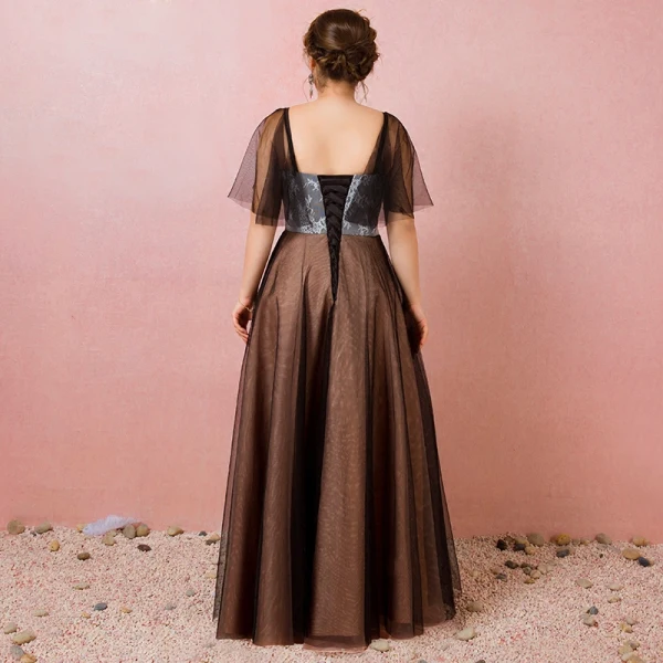 Classic Elegant Black Plus Size Evening Dresses 2018 Summer Tulle Lace-up V-Neck A-Line / Princess Appliques Backless Evening Party Formal Dresses
