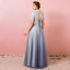 Chinese style Sky Blue Plus Size Prom Dresses 2018 A-Line / Princess Lace-up Tulle High Neck Appliques Backless Evening Party Prom Evening Dresses