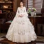 Vintage Middelalderlig Elegant Ivory Gallakjoler 2021 3D Blonde Beading Perle Pailletter Lange U-udskæring Cosplay Bryllups Dancing Vinter Langærmet Selskabskjoler