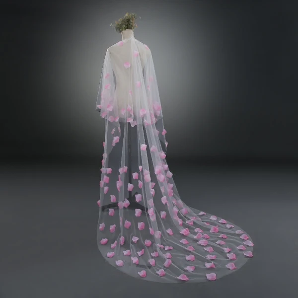 Chic / Beautiful Blushing Pink Tulle 2017 Affordable Embroidered Buckle Casual Church Wedding Veils