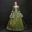 Vintage / Retro Clover Green Floor-Length / Long Ball Gown Prom Dresses 2018 U-Neck 3/4 Sleeve Beading Crystal Printing Prom Evening Dresses
