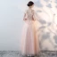 Amazing / Unique Blushing Pink Floor-Length / Long Evening Dresses  2018 A-Line / Princess Tulle Lace-up U-Neck Appliques Backless Beading Formal Dresses