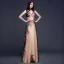 Flower Fairy Champagne Floor-Length / Long Maxi Dresses 2018 A-Line / Princess V-Neck Sleeveless Chiffon Backless Printing Beach Summer Womens Clothing