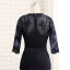 Modest / Simple Navy Blue Short Trumpet / Mermaid Mother Of The Bride Dresses 2019 Lace Satin U-Neck Appliques Backless Embroidered Church Wedding Party Dresses