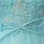 Chic / Beautiful Floor-Length / Long Pool Blue Evening Dresses  2018 U-Neck A-Line / Princess Zipper Up Appliques Beading Formal Dresses