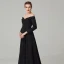 Schlicht Empire Schwarz Abendkleider 2020 Lange Ärmel Off Shoulder Satin Rückenfreies Sweep / Pinsel Zug Abend Festliche Kleider