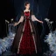Vintage / Retro Medieval Gothic Black Red Ball Gown Prom Dresses 2021 Square Neckline Floor-Length / Long 1/2 Sleeves 3D Lace Sequins Cosplay Prom Formal Dresses