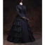 Vintage / Retro Medieval Gothic Black Ball Gown Prom Dresses 2021 Long Sleeve High Neck Floor-Length / Long Buttons Satin Solid Color Cosplay Prom Formal Dresses