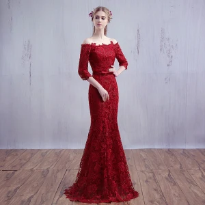 Unique Longue Bordeaux Robe De Soirée 2018 Trompette Sirène Lacer Perlage Paillettes Bustier Soirée Robe De Ceremonie