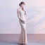 Chic / Beautiful Champagne Evening Dresses  2017 Trumpet / Mermaid Lace Strapless Appliques Beading Rhinestone Evening Party Formal Dresses