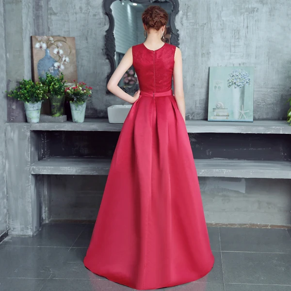 2 Piece Burgundy Cocktail Dresses 2017 A-Line / Princess Charmeuse U-Neck Lace Embroidered Cocktail Party Formal Dresses