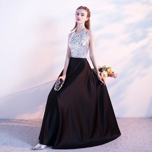 Scintillantes Noire Robe De Soirée 2017 Princesse Charmeuse Dos Nu Glitter Paillettes Soirée Robe De Ceremonie