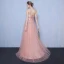Chic / Beautiful Pearl Pink Evening Dresses  2018 A-Line / Princess Tulle Strapless Appliques Backless Beading Evening Party Formal Dresses