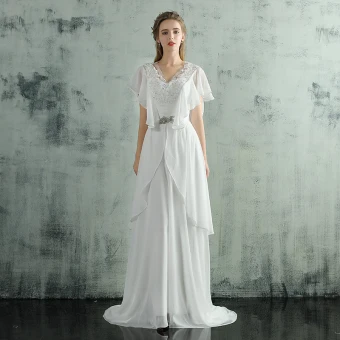 Chic Belle Blanche Robe De Soirée 2018 Princesse Longue Tulle V Cou Lacer Perlage Appliques Dos Nu Soirée Robe De Ceremonie