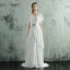 Chic / Beautiful White Evening Dresses  2018 A-Line / Princess Floor-Length / Long Tulle V-Neck Lace-up Beading Appliques Backless Evening Party Formal Dresses