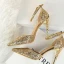Sparkly Silver High Heels 2018 Cocktail Party Evening Party Prom 9 cm Heels Pointed Toe Ankle Strap Glitter Womens Shoes