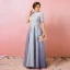 Chinese style Sky Blue Plus Size Prom Dresses 2018 A-Line / Princess Lace-up Tulle High Neck Appliques Backless Evening Party Prom Evening Dresses