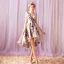 Charming Grey Cocktail Dresses 2018 A-Line / Princess Lace-up Tulle U-Neck Appliques Backless Cocktail Party Formal Dresses
