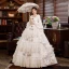 Vintage Middelalderlig Elegant Ivory Gallakjoler 2021 3D Blonde Beading Perle Pailletter Lange U-udskæring Cosplay Bryllups Dancing Vinter Langærmet Selskabskjoler