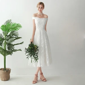 Amazing Unique White Tea Length Evening Dresses 2018 A Line Princess Tulle Braid Ankle Strap Strapless Evening Party Formal Dresses