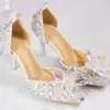 Fabulous Bling Bling White 8 cm Red Carpet Wedding Pumps Beading Crystal Rhinestone Stiletto Heels Wedding Shoes 2018