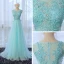 Chic / Beautiful Floor-Length / Long Pool Blue Evening Dresses  2018 U-Neck A-Line / Princess Zipper Up Appliques Beading Formal Dresses
