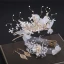 Romantisch Schön Weiß Ohrringe Kopfschmuck 2019 3 Stück Schmetterling Blatt Perle Strass Handgefertigt Hochzeit Ball Brautaccessoires