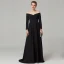 Schlicht Empire Schwarz Abendkleider 2020 Lange Ärmel Off Shoulder Satin Rückenfreies Sweep / Pinsel Zug Abend Festliche Kleider