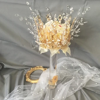 Luxury Gorgeous Champagne Wedding Flowers 2020 Handmade Beading Crystal Flower Rhinestone Bridal Wedding Prom Accessories