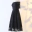 Sexy Stunning Black Evening Dresses  2020 A-Line / Princess 1/2 Sleeves Handmade  Solid Color Tea-length Evening Party Outdoor / Garden Summer Formal Dresses