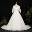 Vintage / Retro Ivory Plus Size Ball Gown Wedding Dresses 2021 U-Neck 3D Lace Tulle Satin Long Sleeve Handmade  Appliques Backless Chapel Train Wedding