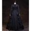Vintage / Retro Medieval Gothic Black Ball Gown Prom Dresses 2021 Long Sleeve High Neck Floor-Length / Long Buttons Satin Solid Color Cosplay Prom Formal Dresses