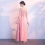 Chic / Beautiful Candy Pink Floor-Length / Long Evening Dresses  2018 A-Line / Princess V-Neck Tulle Appliques Backless Beading Sequins Evening Party Formal Dresses