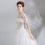 Erschwinglich Weiß Lange Hochzeit 2018 U-Ausschnitt Tülle Perlenstickerei Applikationen Rückenfreies Ballkleid Brautkleider