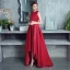 2 Piece Burgundy Cocktail Dresses 2017 A-Line / Princess Charmeuse U-Neck Lace Embroidered Cocktail Party Formal Dresses