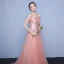 Chic / Beautiful Pearl Pink Evening Dresses  2018 A-Line / Princess Tulle Strapless Appliques Backless Beading Evening Party Formal Dresses