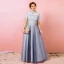 Chinese style Sky Blue Plus Size Prom Dresses 2018 A-Line / Princess Lace-up Tulle High Neck Appliques Backless Evening Party Prom Evening Dresses