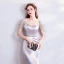 Amazing / Unique Trumpet / Mermaid Silver U-Neck 2018 Evening Dresses  Backless Beading Sequins Charmeuse Evening Party Formal Dresses