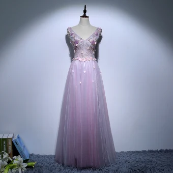 Chic Belle Violet Robe De Soirée 2017 Princesse V Cou Dentelle Perle Dos Nu Appliques Perlage Fait Main Soirée Robe De Ceremonie