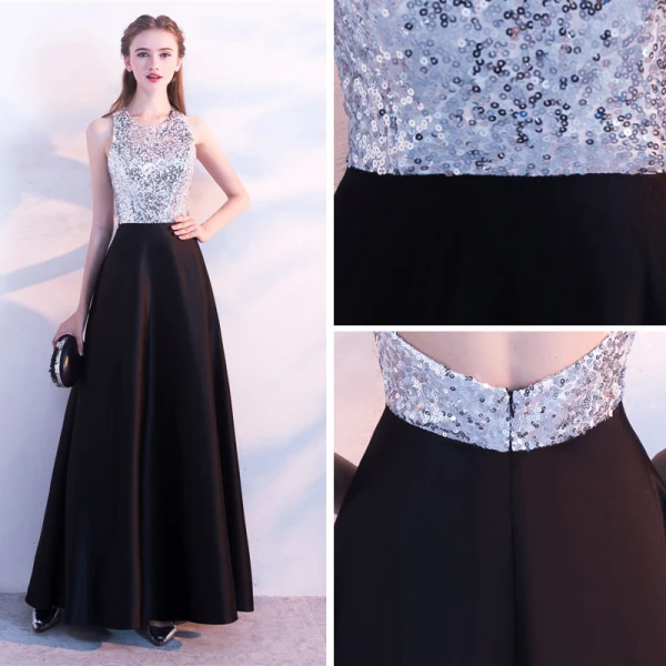 Scintillantes Noire Robe De Soirée 2017 Princesse Charmeuse Dos Nu Glitter Paillettes Soirée Robe De Ceremonie