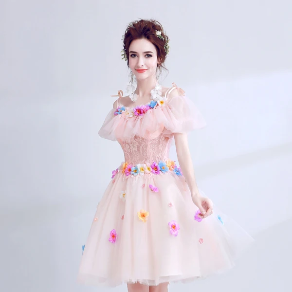 Chic / Beautiful Candy Pink 2018 Graduation Dresses A-Line / Princess Summer U-Neck Tulle Lace Appliques Backless Beading Homecoming Formal Dresses